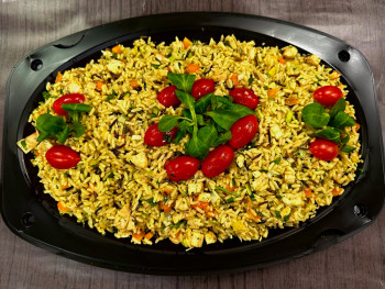 Indian rice catering salad with Tandoori chicken